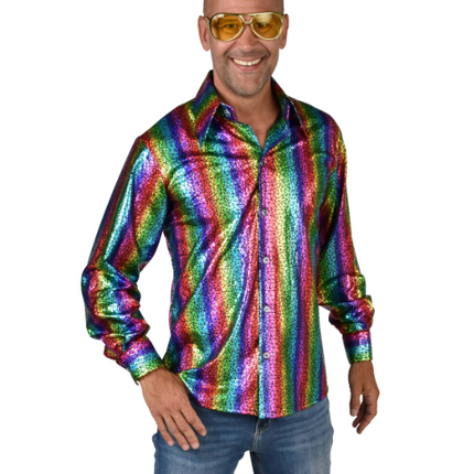 Feestbazaar Disco Blouse Holografisch Regenboog