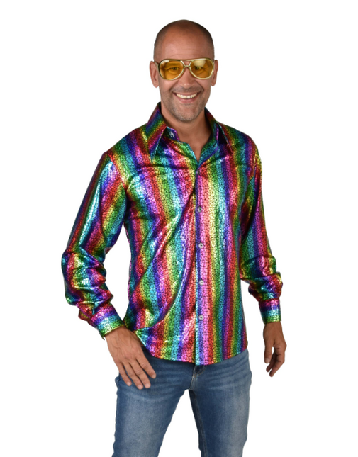 Feestbazaar Disco Blouse Holografisch Regenboog