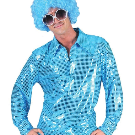 Feestbazaar Disco blouse paillet aqua