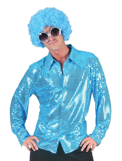 Feestbazaar Disco blouse paillet aqua