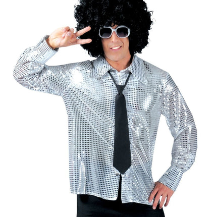 Feestbazaar Disco Blouse Paillet Zilver