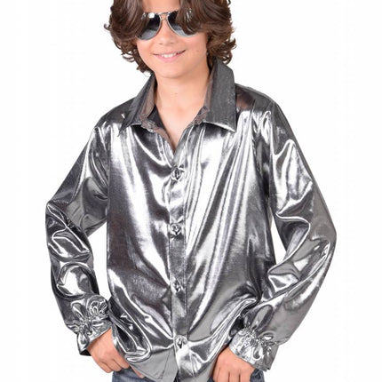 Feestbazaar Disco blouse zilver kind