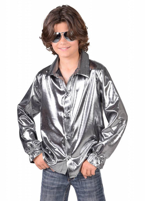Feestbazaar Disco blouse zilver kind