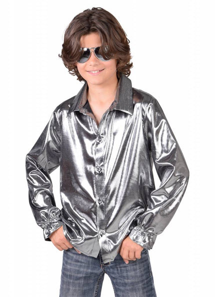 Feestbazaar Disco blouse zilver kind