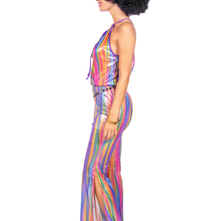 Feestbazaar Disco Catsuit Regenboog Shine Dames
