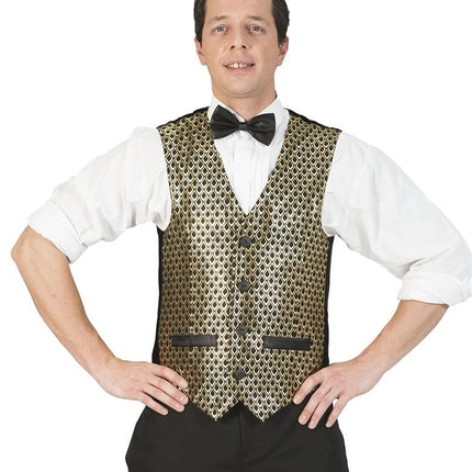 Feestbazaar Disco Gilet Heren Goud/Zwart