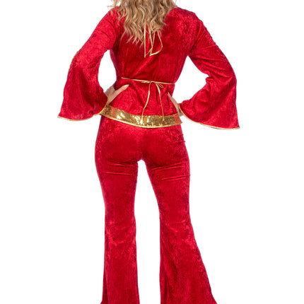 Feestbazaar Disco Glitter Kostuum Rood/Goud Dames Premium