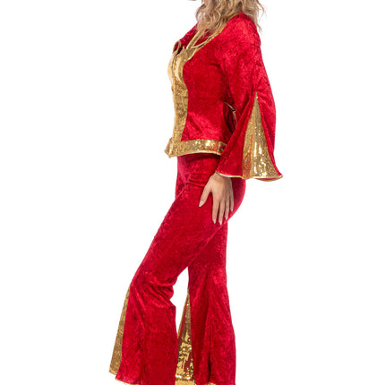 Feestbazaar Disco Glitter Kostuum Rood/Goud Dames Premium