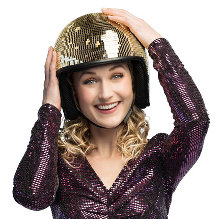 Feestbazaar Disco Helm 70s Goud