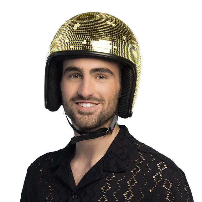 Feestbazaar Disco Helm 70s Goud