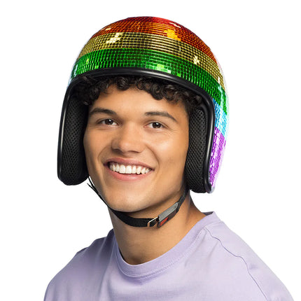 Feestbazaar Disco Helm 80s Regenboog