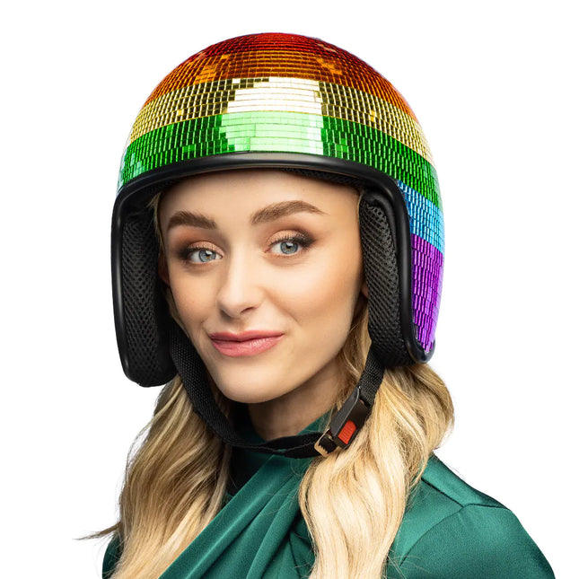Feestbazaar Disco Helm 80s Regenboog