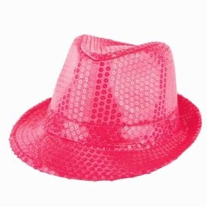 Feestbazaar Disco hoed pailletten roze