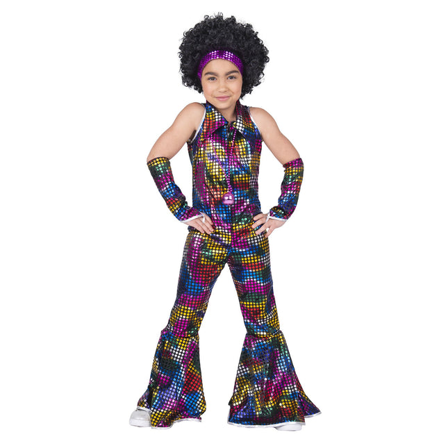Feestbazaar Disco Jumpsuit Rainbow Glitter Kind