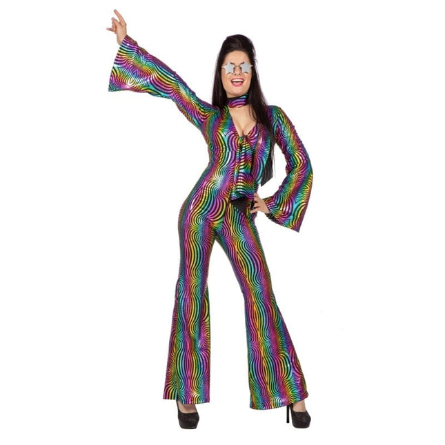Feestbazaar Disco Jumpsuit Rainbow Met Hoofdband