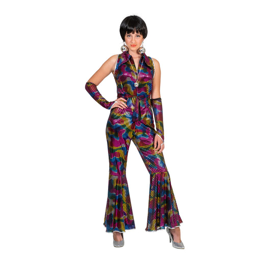 Feestbazaar Disco Jumpsuit Regenboog Glitter Dames Kelly