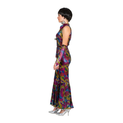 Feestbazaar Disco Jumpsuit Regenboog Glitter Dames Kelly