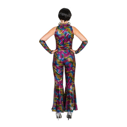 Feestbazaar Disco Jumpsuit Regenboog Glitter Dames Kelly