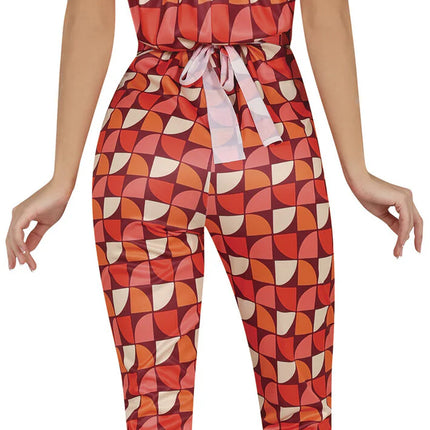 Feestbazaar Disco Lady Jumpsuit Dames Retro Red