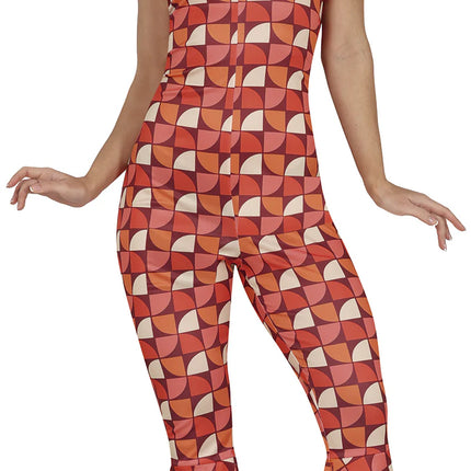 Feestbazaar Disco Lady Jumpsuit Dames Retro Red