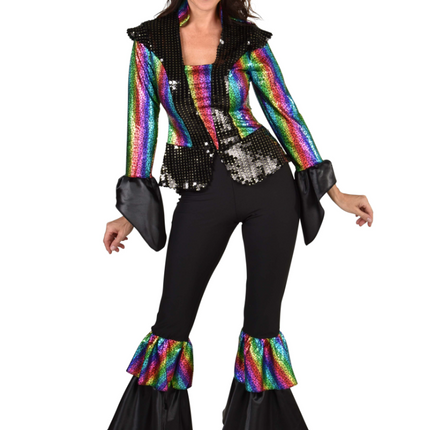 Feestbazaar Disco Queen Regenboog  Pak Premium