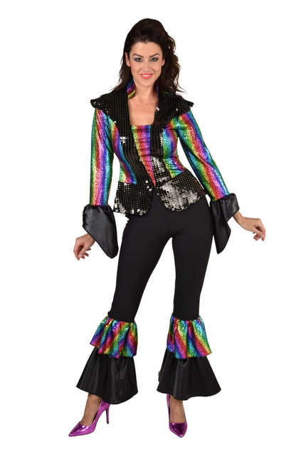 Feestbazaar Disco Queen Regenboog  Pak Premium