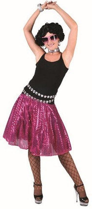 Feestbazaar Disco rok glitter fuchsia roze