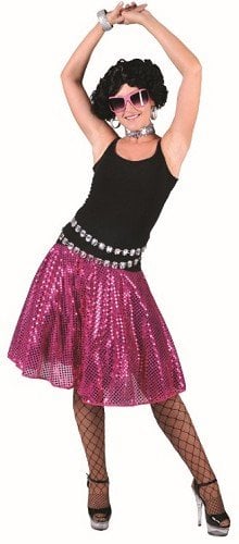 Feestbazaar Disco rok glitter fuchsia roze