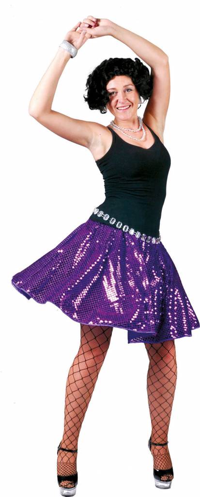 Feestbazaar Disco rok glitter paars