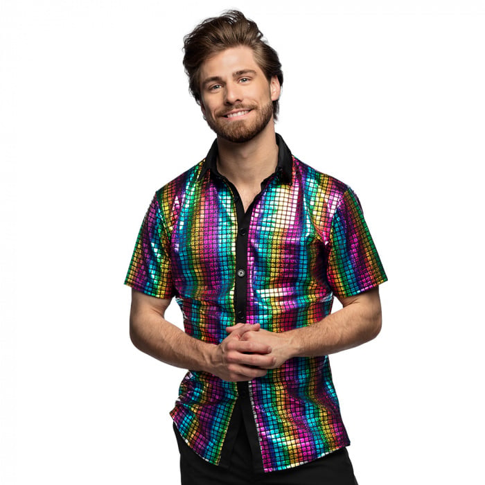 Feestbazaar Disco Shirt Diamant Regenboog