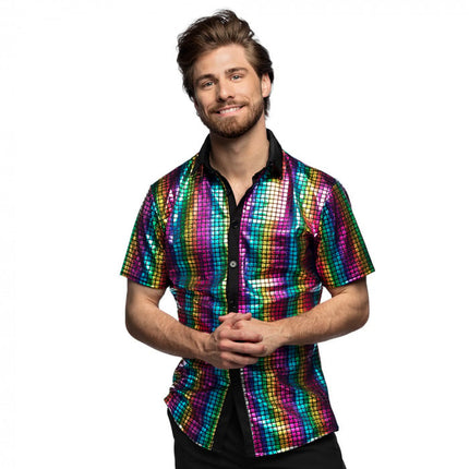 Feestbazaar Disco Shirt Diamant Regenboog