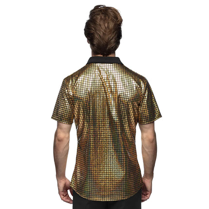 Feestbazaar Disco Shirt Geblokt Diamond Goud Heren