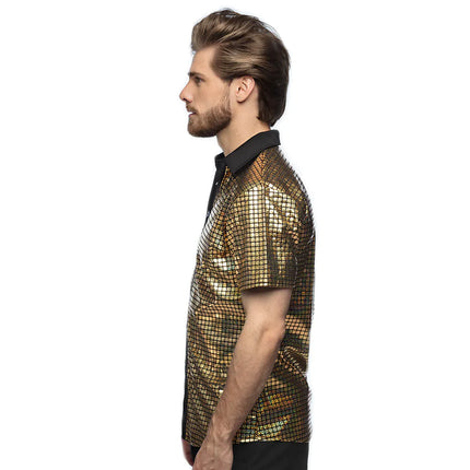 Feestbazaar Disco Shirt Geblokt Diamond Goud Heren