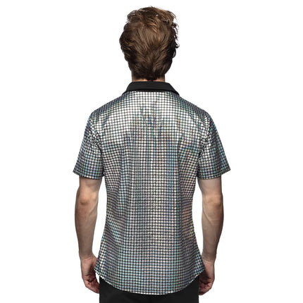 Feestbazaar Disco Shirt Geblokt Diamond Zilver Heren