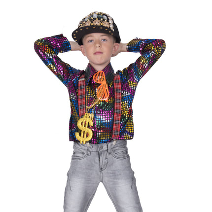 Feestbazaar Disco Shirt Rainbow Glitter Kind