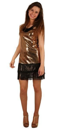 Feestbazaar Disco Toppers jurkje pailletten goud/zwart