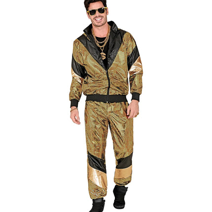 Feestbazaar Disco Trainingspak 80's Reflecterend Goud Unisex