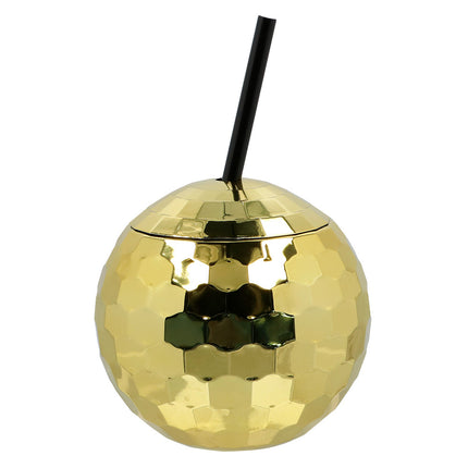 Feestbazaar Discobal Drinkbeker Met Rietje Goud