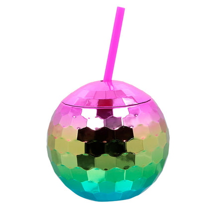 Feestbazaar Discobal Drinkbeker Met Rietje Regenboog