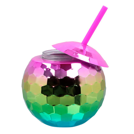 Feestbazaar Discobal Drinkbeker Met Rietje Regenboog