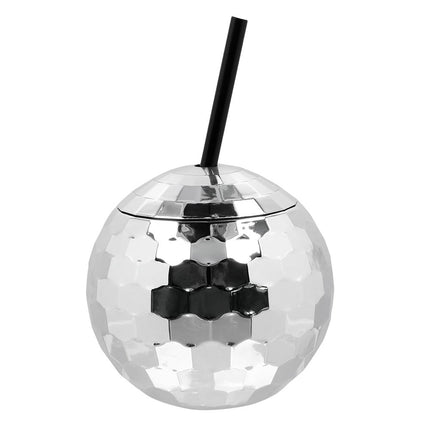Feestbazaar Discobal Drinkbeker Met Rietje Zilver