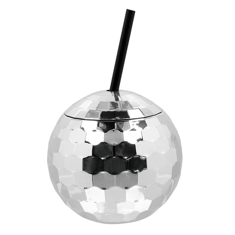 Feestbazaar Discobal Drinkbeker Met Rietje Zilver