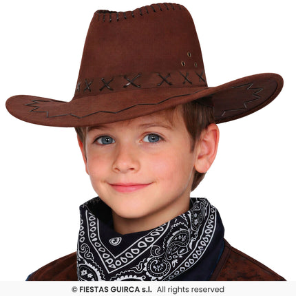 Feestbazaar Donkerbruine Cowboyhoed Kind Wild West