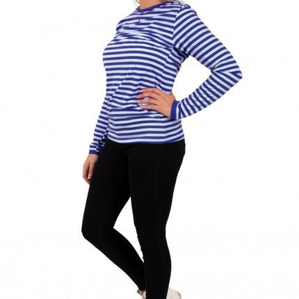 Feestbazaar Dorus trui blauw/wit luxe lange mouw
