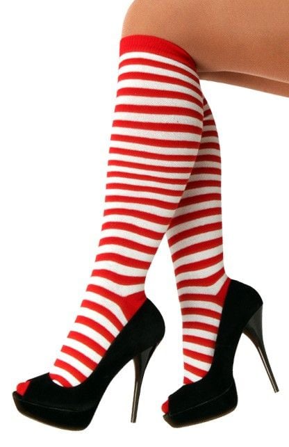 Feestbazaar Doruskousen rood/wit