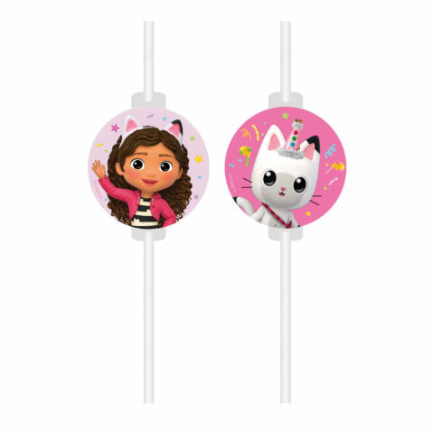 Feestbazaar Drinkrietjes Medaillon Gabby's Dollhouse (4st)