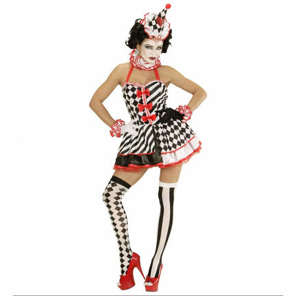 Feestbazaar Druk Patroon Pierrot Vrouw Kostuum