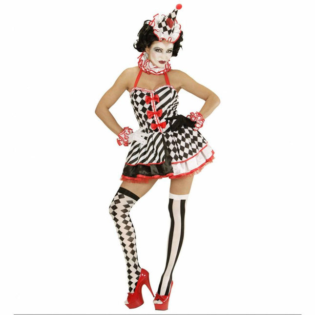 Feestbazaar Druk Patroon Pierrot Vrouw Kostuum