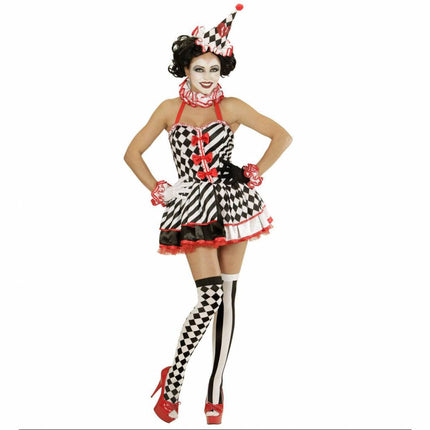 Feestbazaar Druk Patroon Pierrot Vrouw Kostuum