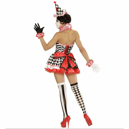 Feestbazaar Druk Patroon Pierrot Vrouw Kostuum